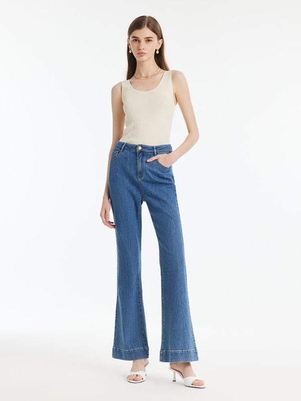 FORTRESS026 Denim Rose Printed Flared Women Jeans – GOELIA - Image 2