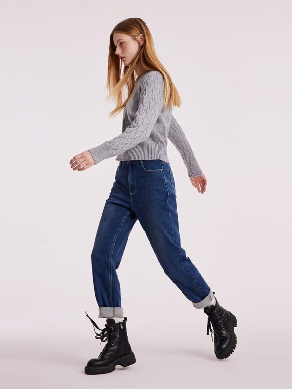 FORTRESS023 High-Waisted Ankle Length Tapered Denim Jeans – GOELIA - Image 2