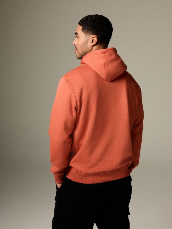 FORTRESS039 Red/Orange Regular Fit Rich Jersey Fabric Hoodie - Image 2