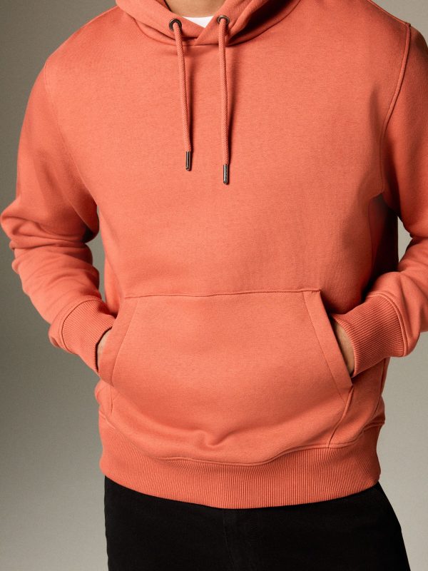 FORTRESS039 Red/Orange Regular Fit Rich Jersey Fabric Hoodie - Image 4