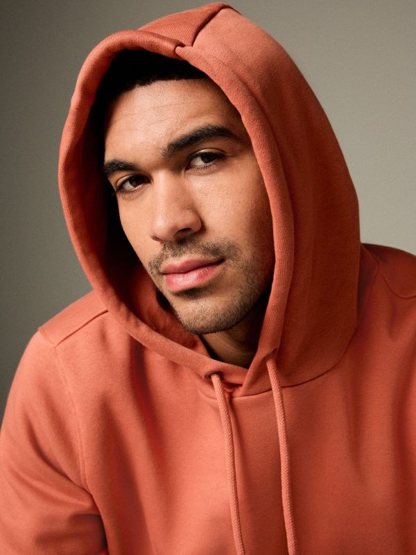 FORTRESS039 Red/Orange Regular Fit Rich Jersey Fabric Hoodie - Image 5