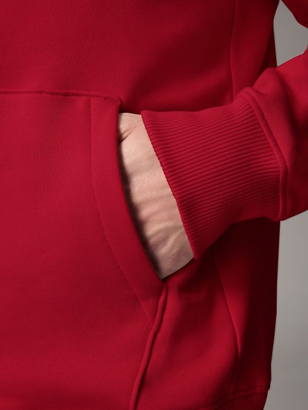FORTRESS037 Red Regular Fit Rich Jersey Fabric Hoodie - Image 5