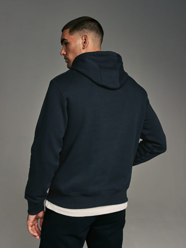 FORTRESS044 Navy Blue/White/Cream Panel Blocking Hoodie - Image 5