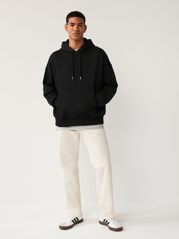 FORTRESS045 Black Oversized Cotton Rich Jersey Fabric Hoodie - Image 2