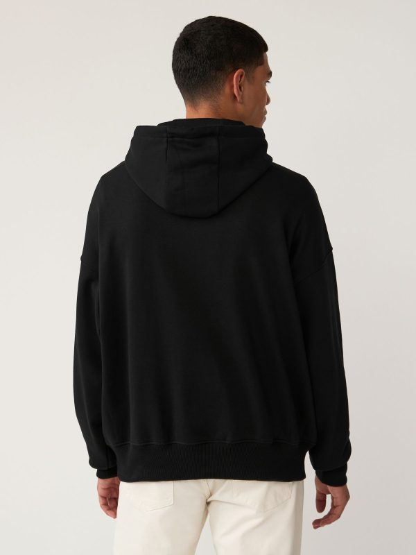 FORTRESS045 Black Oversized Cotton Rich Jersey Fabric Hoodie - Image 3