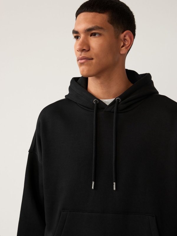 FORTRESS045 Black Oversized Cotton Rich Jersey Fabric Hoodie - Image 4