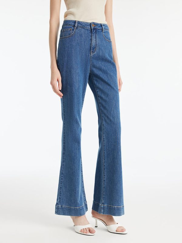 FORTRESS026 Denim Rose Printed Flared Women Jeans – GOELIA - Image 4