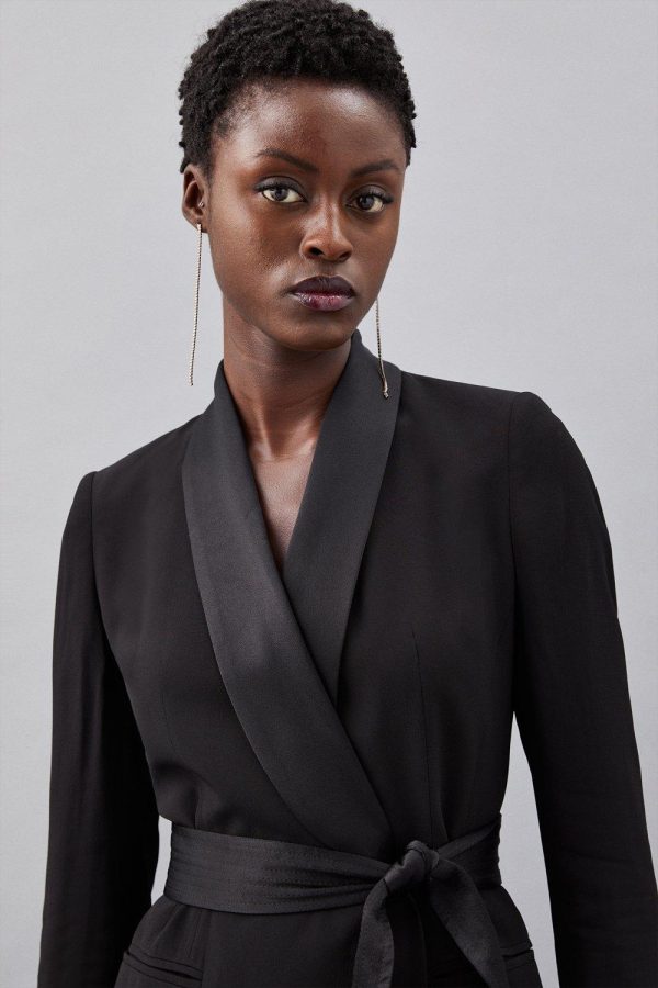 FORTRESS013 Tailored Tuxedo Wrap Mini Dress - Image 5