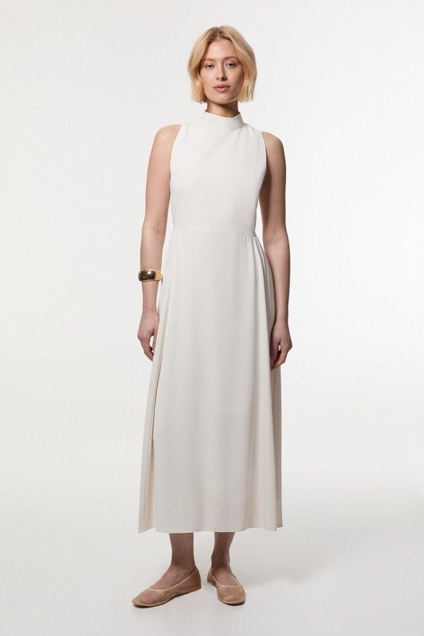 FORTRESS014 Soft Tailored Pleated Panel Midaxi Dress - Image 3