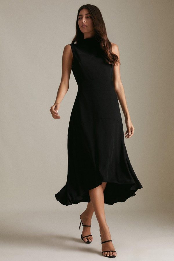 FORTRESS007 Soft Tailored High Low Midi Dress