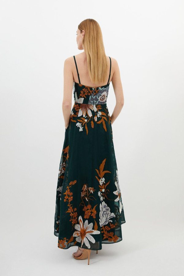 FORTRESS003 Premium Embroidered Bandeau Beaded Organdie Woven Maxi Dress - Image 5