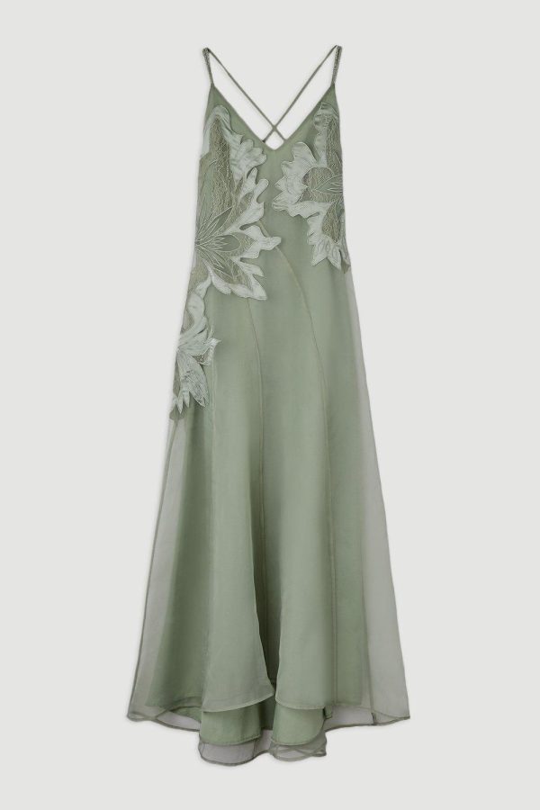 FORTRESS009 Satin Applique Woven Maxi Dress - Image 4