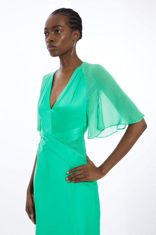 FORTRESS002 Viscose Georgette Angel Sleeve Woven Maxi Dress - Image 2