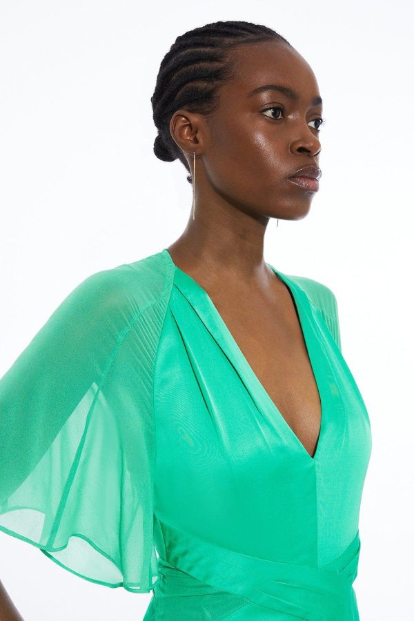 FORTRESS002 Viscose Georgette Angel Sleeve Woven Maxi Dress - Image 5