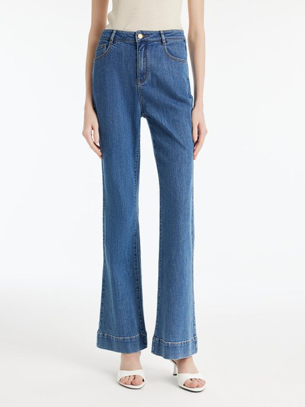 FORTRESS026 Denim Rose Printed Flared Women Jeans – GOELIA
