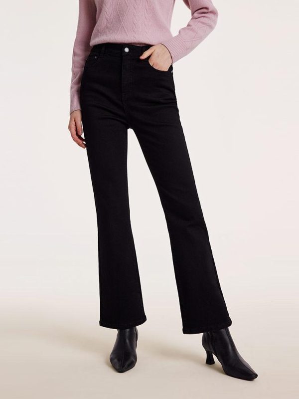 FORTRESS020 Black Ankle Length Flared Jeans – GOELIA